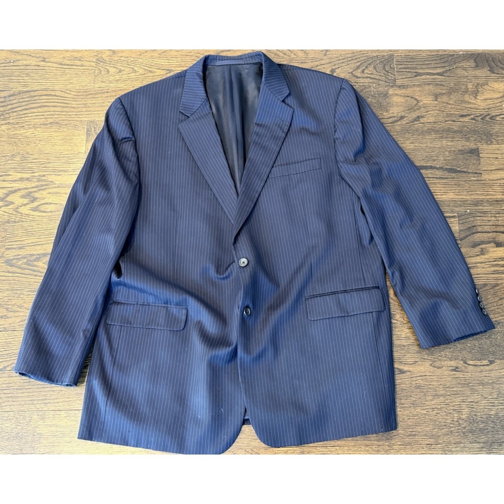 Burberry Black Pin Stripe‎ Blazer Jacket Sport Coat Size 50L 100% Wool